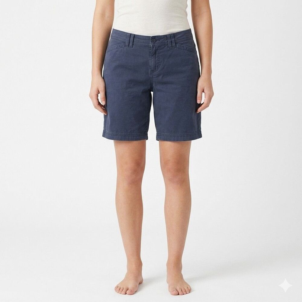 Eddie Bauer Legend Wash Shorts Women's 10 (29x9.5) Blue Chino Curvy Fit Straight